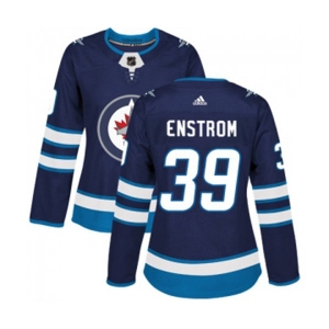 Women Adidas Winnipeg Jets #39 Tobias Enstrom Authentic Navy Blue Home NHL Jersey
