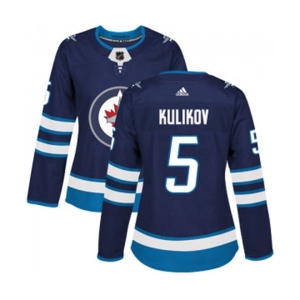 Women Adidas Winnipeg Jets #5 Dmitry Kulikov Authentic Navy Blue Home NHL Jersey