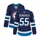 Women Adidas Winnipeg Jets #55 Mark Scheifele Authentic Navy Blue Home NHL Jersey
