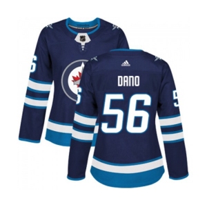 Women Adidas Winnipeg Jets #56 Marko Dano Authentic Navy Blue Home NHL Jersey