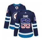 Women Adidas Winnipeg Jets #56 Marko Dano Authentic Navy Blue USA Flag Fashion NHL Jersey
