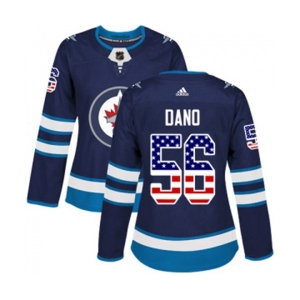 Women Adidas Winnipeg Jets #56 Marko Dano Authentic Navy Blue USA Flag Fashion NHL Jersey