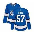 Women Adidas Winnipeg Jets #57 Tyler Myers Authentic Blue Alternate NHL Jersey
