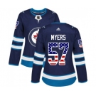 Women Adidas Winnipeg Jets #57 Tyler Myers Authentic Navy Blue USA Flag Fashion NHL Jersey
