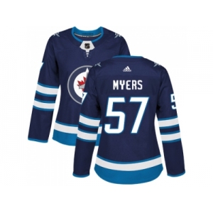 Women Adidas Winnipeg Jets #57 Tyler Myers Navy Blue Home Authentic Stitched NHL Jersey