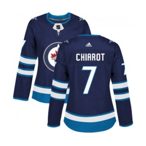 Women Adidas Winnipeg Jets #7 Ben Chiarot Authentic Navy Blue Home NHL Jersey