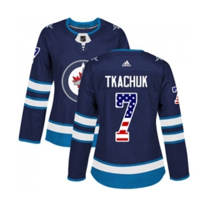 Women Adidas Winnipeg Jets #7 Keith Tkachuk Authentic Navy Blue USA Flag Fashion NHL Jersey