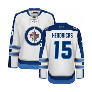 Women Reebok Winnipeg Jets #15 Matt Hendricks Authentic White Away NHL Jersey