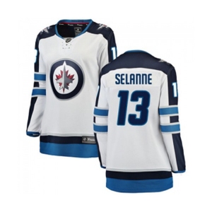 Women Winnipeg Jets #13 Teemu Selanne Fanatics Branded White Away Breakaway NHL Jersey
