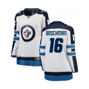 Women Winnipeg Jets #16 Laurie Boschman Fanatics Branded White Away Breakaway NHL Jersey
