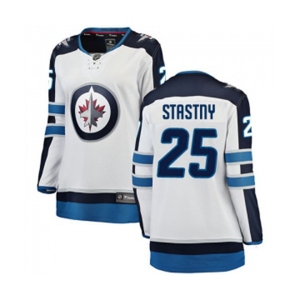 Women Winnipeg Jets #25 Paul Stastny Fanatics Branded White Away Breakaway NHL Jersey