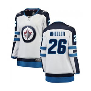 Women Winnipeg Jets #26 Blake Wheeler Fanatics Branded White Away Breakaway NHL Jersey