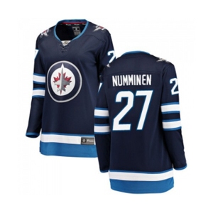 Women Winnipeg Jets #27 Teppo Numminen Fanatics Branded Navy Blue Home Breakaway NHL Jersey