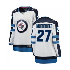 Women Winnipeg Jets #27 Teppo Numminen Fanatics Branded White Away Breakaway NHL Jersey