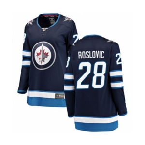 Women Winnipeg Jets #28 Jack Roslovic Fanatics Branded Navy Blue Home Breakaway NHL Jersey