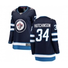 Women Winnipeg Jets #34 Michael Hutchinson Fanatics Branded Navy Blue Home Breakaway NHL Jersey