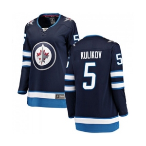 Women Winnipeg Jets #5 Dmitry Kulikov Fanatics Branded Navy Blue Home Breakaway NHL Jersey