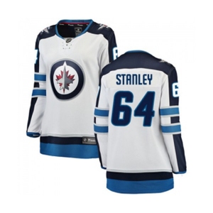 Women Winnipeg Jets #64 Logan Stanley Fanatics Branded White Away Breakaway NHL Jersey
