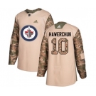 Youth Adidas Winnipeg Jets #10 Dale Hawerchuk Authentic Camo Veterans Day Practice NHL Jersey