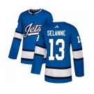 Youth Adidas Winnipeg Jets #13 Teemu Selanne Authentic Blue Alternate NHL Jersey