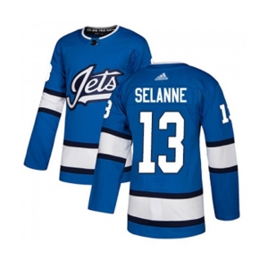 Youth Adidas Winnipeg Jets #13 Teemu Selanne Authentic Blue Alternate NHL Jersey