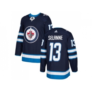 Youth Adidas Winnipeg Jets #13 Teemu Selanne Navy Blue Home Authentic Stitched NHL Jersey