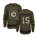 Youth Adidas Winnipeg Jets #15 Matt Hendricks Authentic Green Salute to Service NHL Jersey
