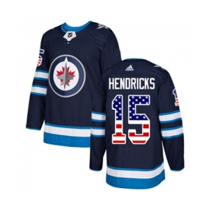 Youth Adidas Winnipeg Jets #15 Matt Hendricks Authentic Navy Blue USA Flag Fashion NHL Jersey