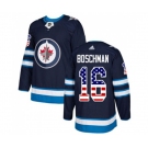 Youth Adidas Winnipeg Jets #16 Laurie Boschman Authentic Navy Blue USA Flag Fashion NHL Jersey