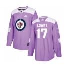Youth Adidas Winnipeg Jets #17 Adam Lowry Authentic Purple Fights Cancer Practice NHL Jersey