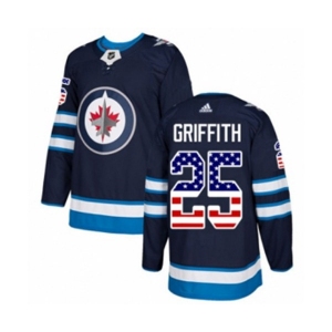 Youth Adidas Winnipeg Jets #25 Seth Griffith Authentic Navy Blue USA Flag Fashion NHL Jersey
