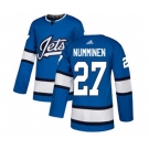 Youth Adidas Winnipeg Jets #27 Teppo Numminen Authentic Blue Alternate NHL Jersey