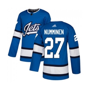 Youth Adidas Winnipeg Jets #27 Teppo Numminen Authentic Blue Alternate NHL Jersey