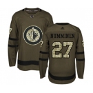 Youth Adidas Winnipeg Jets #27 Teppo Numminen Authentic Green Salute to Service NHL Jersey