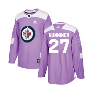 Youth Adidas Winnipeg Jets #27 Teppo Numminen Authentic Purple Fights Cancer Practice NHL Jersey