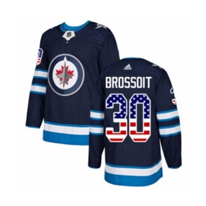 Youth Adidas Winnipeg Jets #30 Laurent Brossoit Authentic Navy Blue USA Flag Fashion NHL Jersey