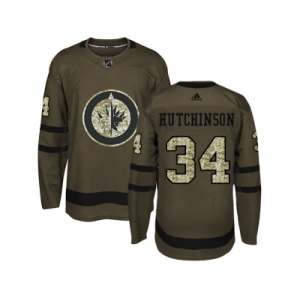 Youth Adidas Winnipeg Jets #34 Michael Hutchinson Green Salute to Service Stitched NHL Jersey