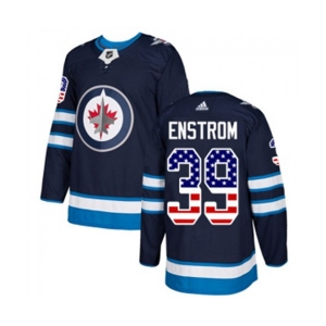 Youth Adidas Winnipeg Jets #39 Tobias Enstrom Authentic Navy Blue USA Flag Fashion NHL Jersey