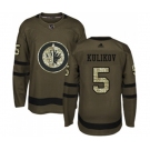 Youth Adidas Winnipeg Jets #5 Dmitry Kulikov Authentic Green Salute to Service NHL Jersey