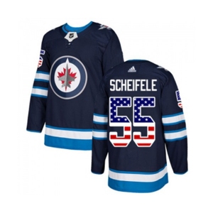 Youth Adidas Winnipeg Jets #55 Mark Scheifele Authentic Navy Blue USA Flag Fashion NHL Jersey