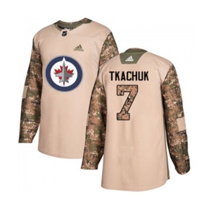 Youth Adidas Winnipeg Jets #7 Keith Tkachuk Authentic Camo Veterans Day Practice NHL Jersey