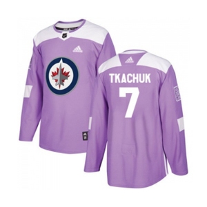 Youth Adidas Winnipeg Jets #7 Keith Tkachuk Authentic Purple Fights Cancer Practice NHL Jersey