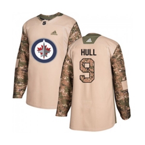 Youth Adidas Winnipeg Jets #9 Bobby Hull Authentic Camo Veterans Day Practice NHL Jersey
