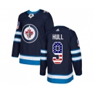 Youth Adidas Winnipeg Jets #9 Bobby Hull Authentic Navy Blue USA Flag Fashion NHL Jersey