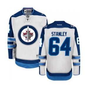 Youth Reebok Winnipeg Jets #64 Logan Stanley Authentic White Away NHL Jersey