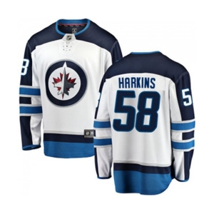 Youth Winnipeg Jets #58 Jansen Harkins Fanatics Branded White Away Breakaway NHL Jersey