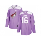 Men Adidas Phoenix Coyotes #16 Max Domi Purple Authentic Fights Cancer Stitched NHL Jersey