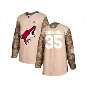 Men Adidas Phoenix Coyotes #35 Louis Domingue Camo Authentic 2017 Veterans Day Stitched NHL Jersey