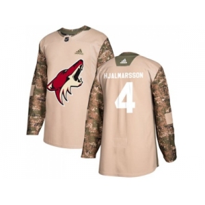Men Adidas Phoenix Coyotes #4 Niklas Hjalmarsson Camo Authentic 2017 Veterans Day Stitched NHL Jersey