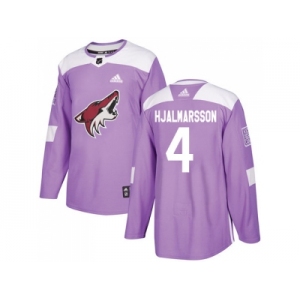 Men Adidas Phoenix Coyotes #4 Niklas Hjalmarsson Purple Authentic Fights Cancer Stitched NHL Jersey